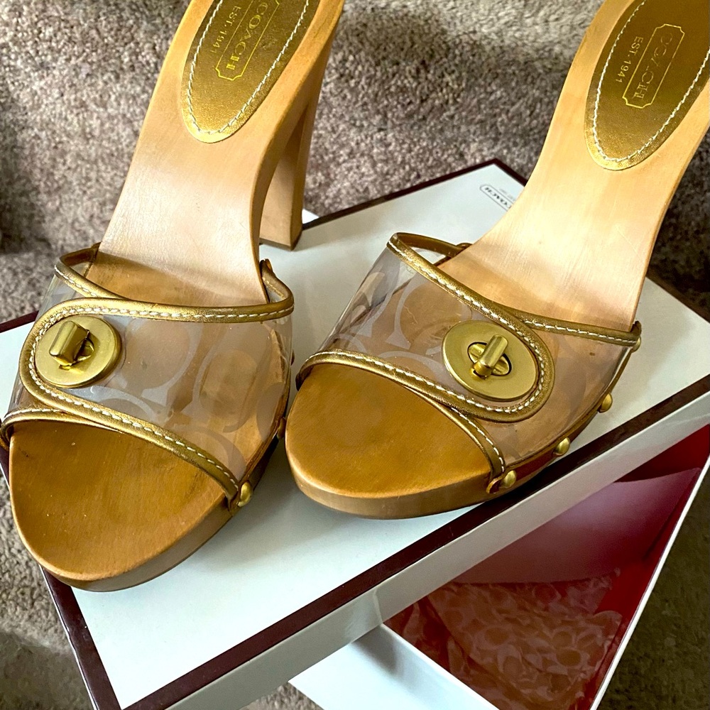 Coach Cagney Wooden Sandel - Size 8 (Never Worn)